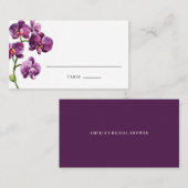 Carte De Placement Watercolor Purple Phalaenopsis Orchids Wedding (Devant / Derrière)