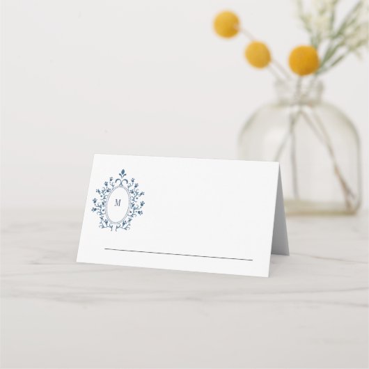 Carte De Placement Wedding or event place card Teal Monogram (Dos)