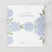 Carte De Placement Wedding Place Cards, Blue Hydrangea Border Classic (Extérieur déplié)