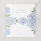 Carte De Placement Wedding Place Cards, Blue Hydrangea Border Escort (Extérieur déplié)