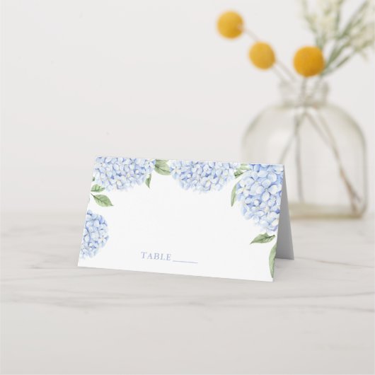 Carte De Placement Wedding Place Cards, Blue Hydrangea Border Escort (Devant)