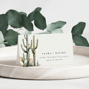 Carte De Placement Western Boho Cactus Mariage du paysage du désert