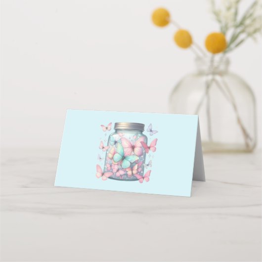 Carte De Placement Whimsical Butterflies in a Jar (Devant)