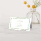 Carte De Placement Whimsical Citrus Green Wavy Border Wedding (Dos)