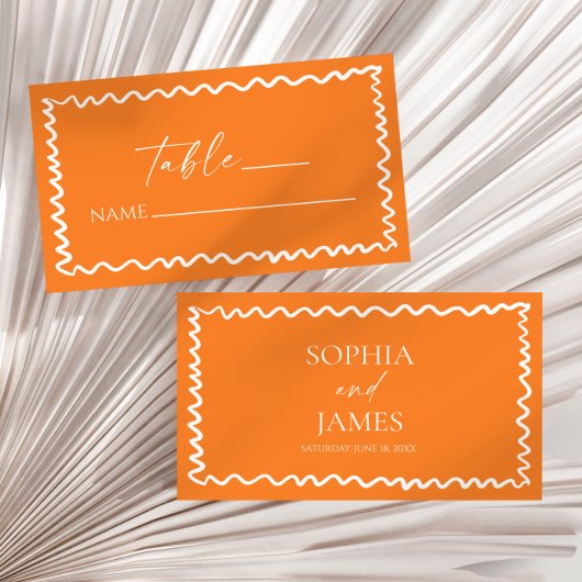 Carte De Placement Whimsical Citrus Orange Wavy Border Wedding