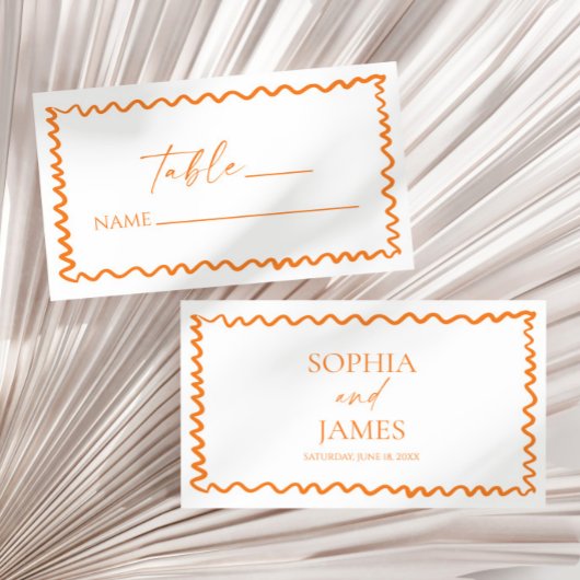 Carte De Placement Whimsical Citrus Orange Wavy Border Wedding