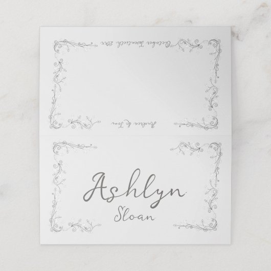 Carte De Placement Whimsical Hand Drawn Script Wedding Guest (Extérieur déplié)