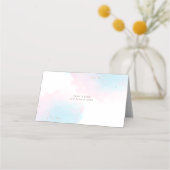 Carte De Placement Whimsical Pastel Aquarelle rose Bleu Or Mariage (Dos)