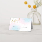 Carte De Placement Whimsical Pastel Aquarelle rose Bleu Or Mariage (Devant)