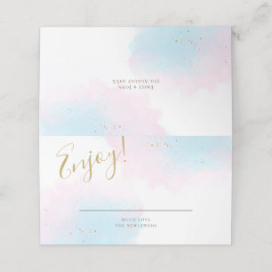 Carte De Placement Whimsical Pastel Aquarelle rose Bleu Or Mariage