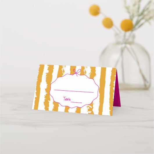 Carte De Placement Whimsical Stripes Handwritten Painted Wedding  (Devant)