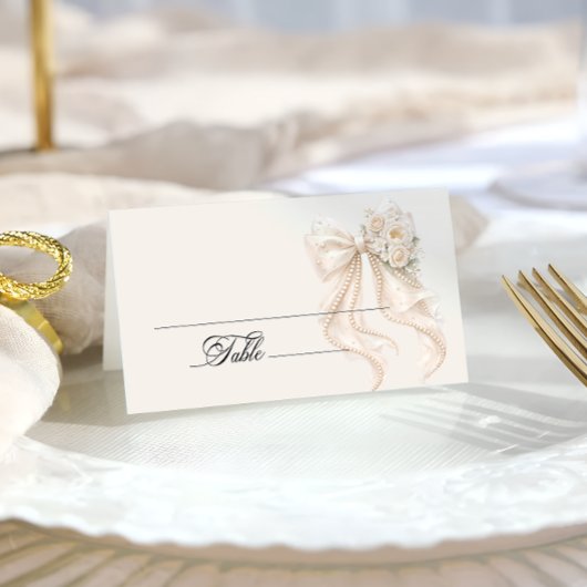 Carte De Placement White Bow Bridal Shower Place Card