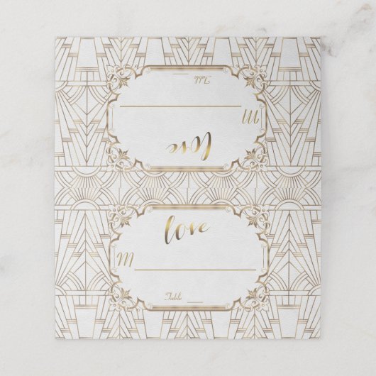 Carte De Placement White Gold Great Gatsby Art Déco Mariage des année (Extérieur déplié)