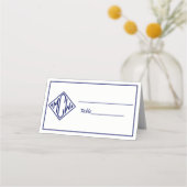 Carte De Placement White Navy Blue Diamond Monogram Font DIY BG #2 (Devant)