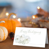Carte De Placement White Watercolor Citrouilles Thanksgiving