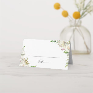 Carte De Placement White Winter Peony Floral Mariage Place Card