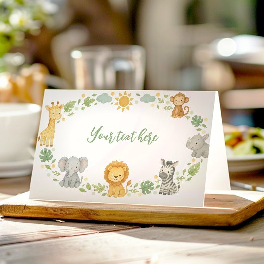 Carte De Placement Wild One Jungle Animals Birthday Food Tent