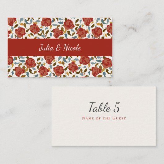 Carte De Placement Wild Rose Floral Petals Garden Affair Mariage (Devant / Derrière)