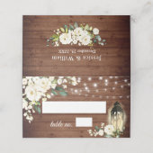 Carte De Placement Wood & White Roses Floral Greenery Wedding Table P (Extérieur déplié)