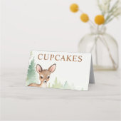 Carte De Placement Woodland Deer Forest Neutral Baby Shower Cupcakes (Devant)