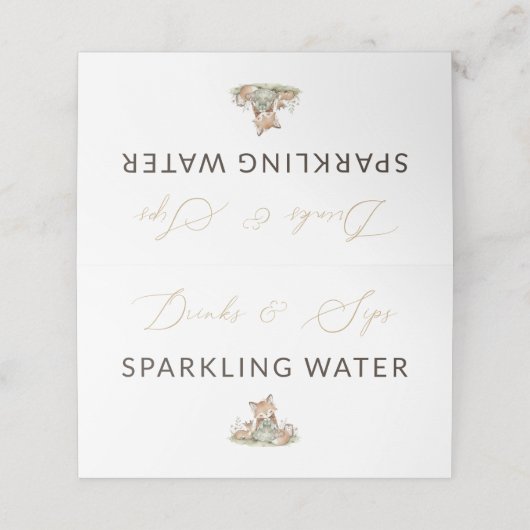 Carte De Placement Woodland Fox Girl Sparkling Water Drink Label (Extérieur déplié)