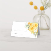 Carte De Placement Yellow Floral Rose Wedding Name Place Card (Devant)