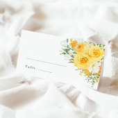 Carte De Placement Yellow Floral Rose Wedding Name Place Card