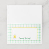 Carte De Placement Yellow Happy Spring Chick Green Check (Extérieur déplié)