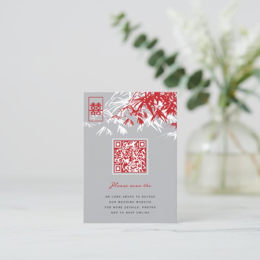 Carte De Placement Zen Bamboo Feuille double bonheur Mariage chinois (Debout devant)