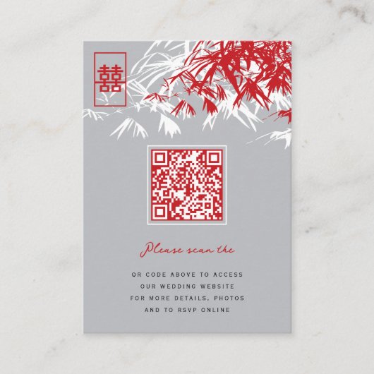 Carte De Placement Zen Bamboo Feuille double bonheur Mariage chinois (Devant)