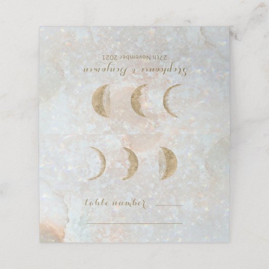 Carte De Placement Zodiac céleste Lune Bleu Mariage or Table (Extérieur déplié)