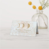 Carte De Placement Zodiac céleste Lune Bleu Mariage or Table (Dos)