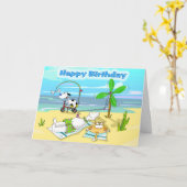carte de plage d'anniversaire heureux (Fleur jaune)
