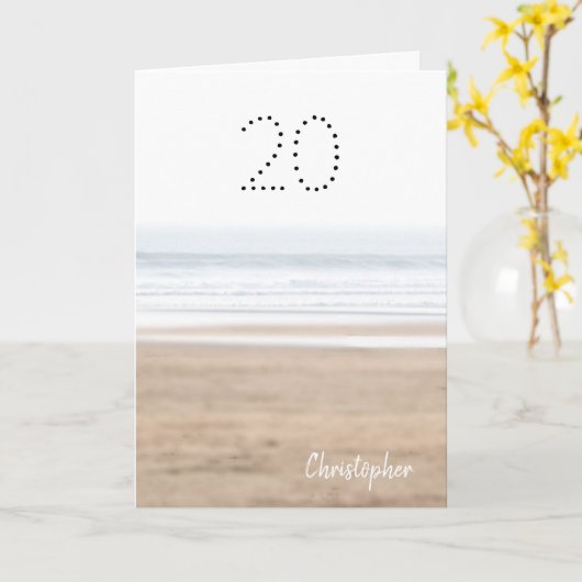 Carte de plage de surf 20e anniversaire (Fleur jaune)