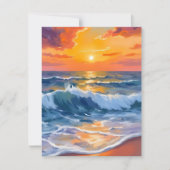 Carte de plage du coucher de soleil de l'heure dor (Devant)