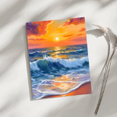 Carte de plage du coucher de soleil de l'heure dor