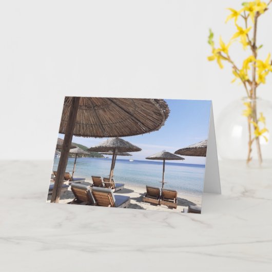 Carte de plage exotique. Vierge pour votre propre  (Fleur jaune)