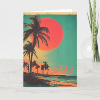 Carte de plage Vintage Florida Palm Tree personnal