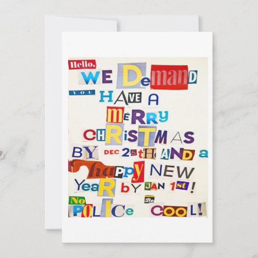Carte de plaisanterie de Noël Ransom Note (Devant)