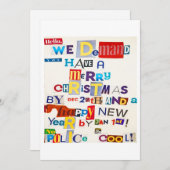Carte de plaisanterie de Noël Ransom Note (Devant / Derrière)