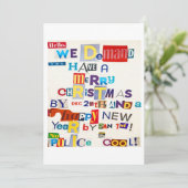 Carte de plaisanterie de Noël Ransom Note (Debout devant)