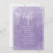 Carte de plan d'assise en aquarelle violette avec  (Devant)