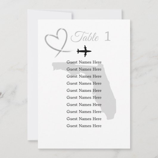 Carte de plan de mariage de destination Floride (Devant)