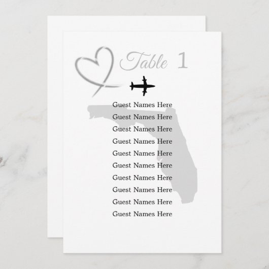 Carte de plan de mariage de destination Floride (Devant / Derrière)