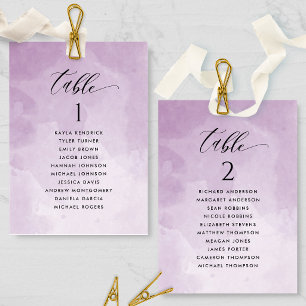 Carte de plan de placement à aquarelle violette av