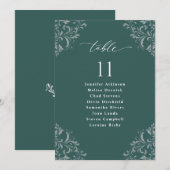 Carte de Plan de Siège de Mariage Vert Émeraude Él (Devant / Derrière)