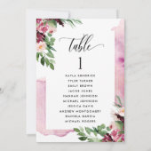 Carte de plan de siège rose bordeaux avec nom (Dos)