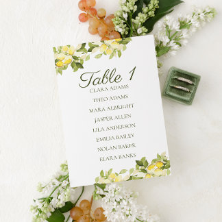 Carte de plan de sièges de mariage frais citron vi