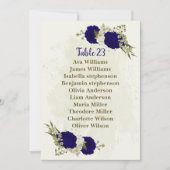 Carte de plan de sièges florale bleu royal beige (Devant)