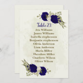 Carte de plan de sièges florale bleu royal beige (Devant / Derrière)